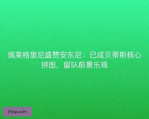 佩莱格里尼盛赞安东尼：已成贝蒂斯核心拼图，留队前景乐观